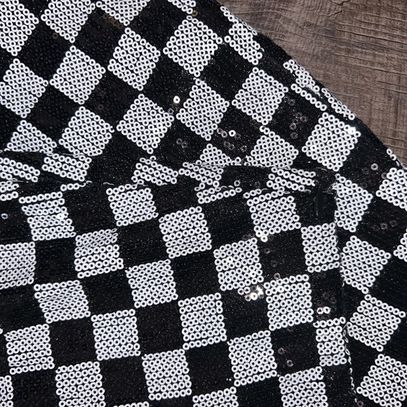 SEQUINS CHECK MINI SKIRT - Picture 2 of 2